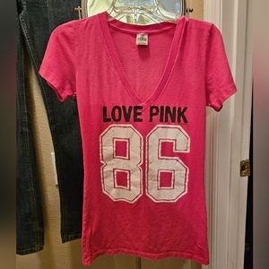 Pink Short sleeve v-neck top